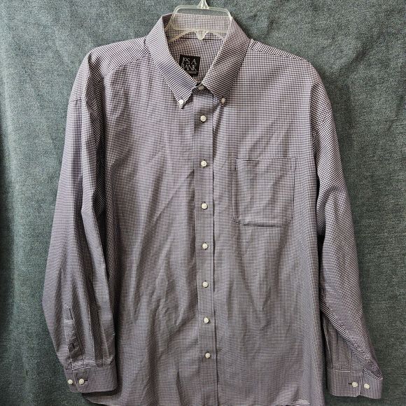 Joseph Bank men's shirt XL burgandy brown check button down - Picture 1 of 8